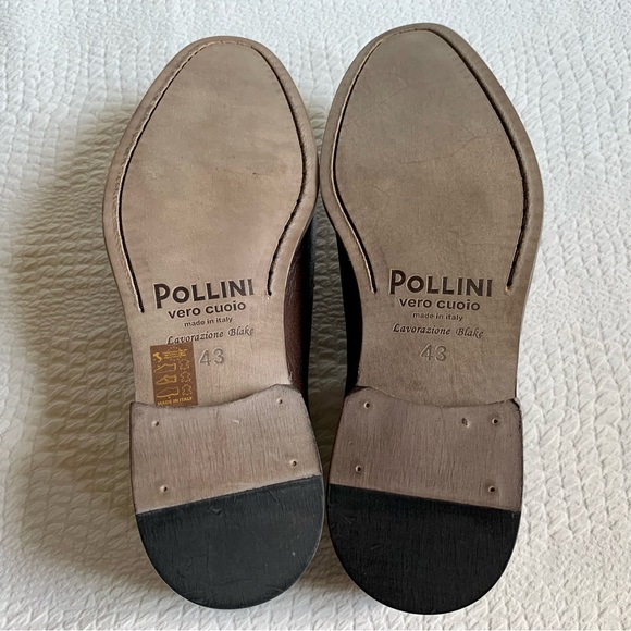 NWT Men's POLLINI Brown Real Leather Handmade Lace Up Shoes - Picture 6 of 10